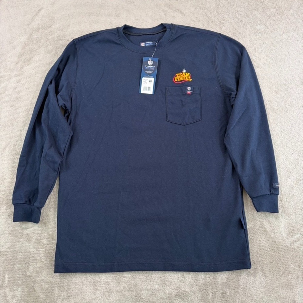 Tyndale Workwear Classic Arc Rated FR T-Shirt in Navy Men Large Long Sleeve NWT